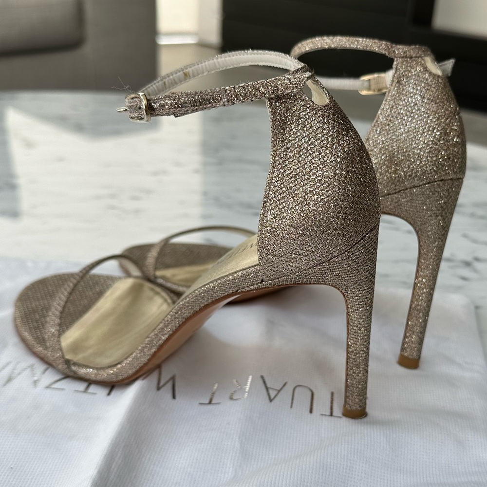 Stuart Weitzman Nudistsong Gold Shimmer 7.5